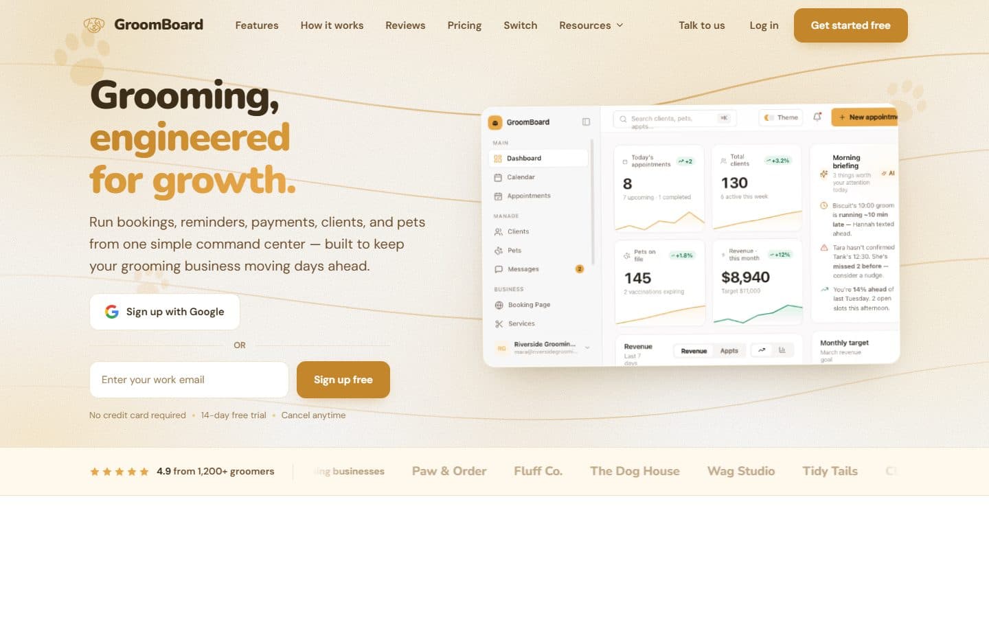 Aperçu du site GroomBoard