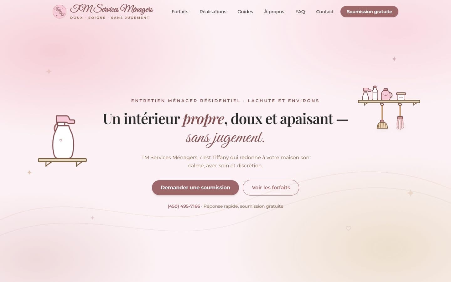 Page d'accueil du site TM Services Ménagers